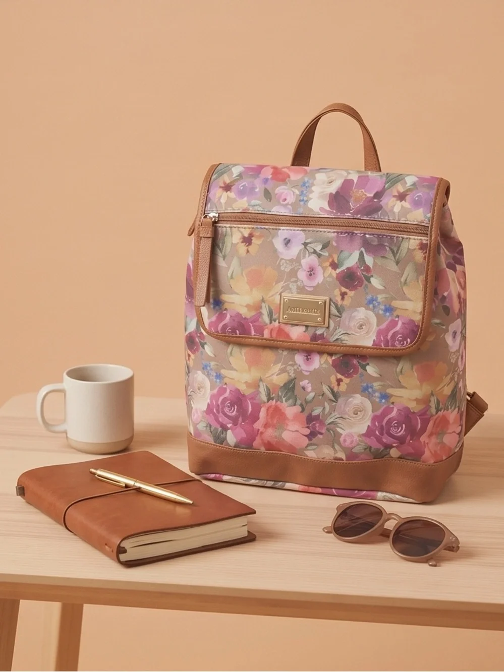 Floral Clear-Panel Backpack in Pink Multi by Unknown